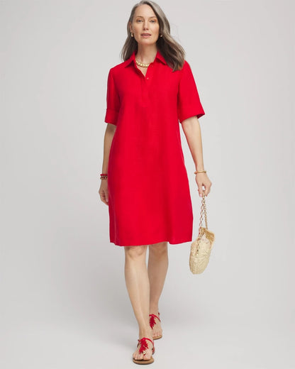 Chico's Women | Linen Shirtdress RED GLOW