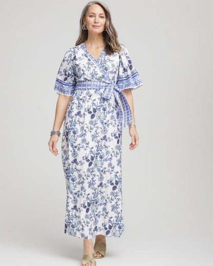 Chico's Women | Surplice Matte Satin Maxi Dress ALABASTER