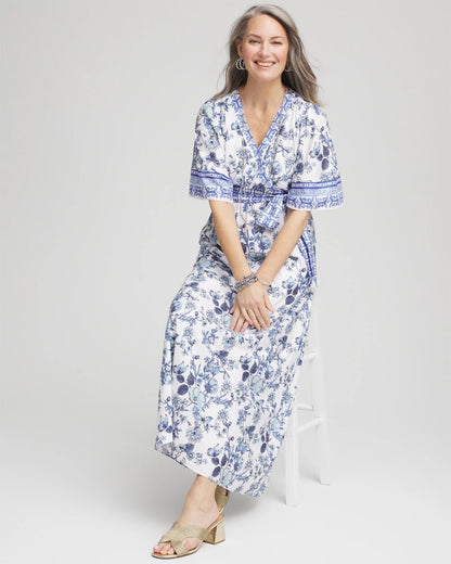 Chico's Women | Surplice Matte Satin Maxi Dress ALABASTER