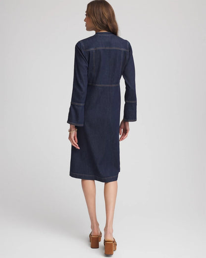 Chico's Women | Denim Splitneck Knee-Length Dress MEDIUM DENIM