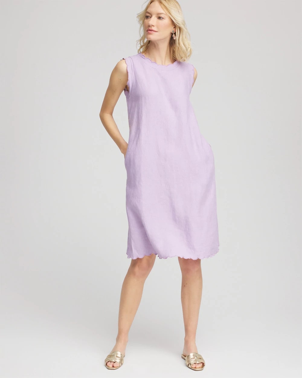 Chico's Women | Sleeveless Scalloped Trim Dress GENTLE LAVENDER