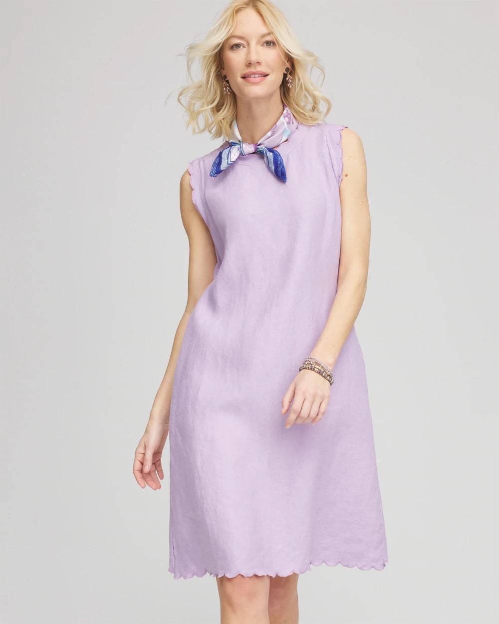Chico's Women | Sleeveless Scalloped Trim Dress GENTLE LAVENDER