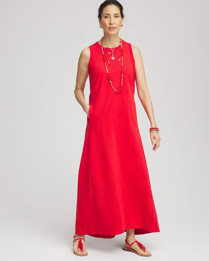 Chico's Women | Sleeveless Midi Tank Dress RED GLOW