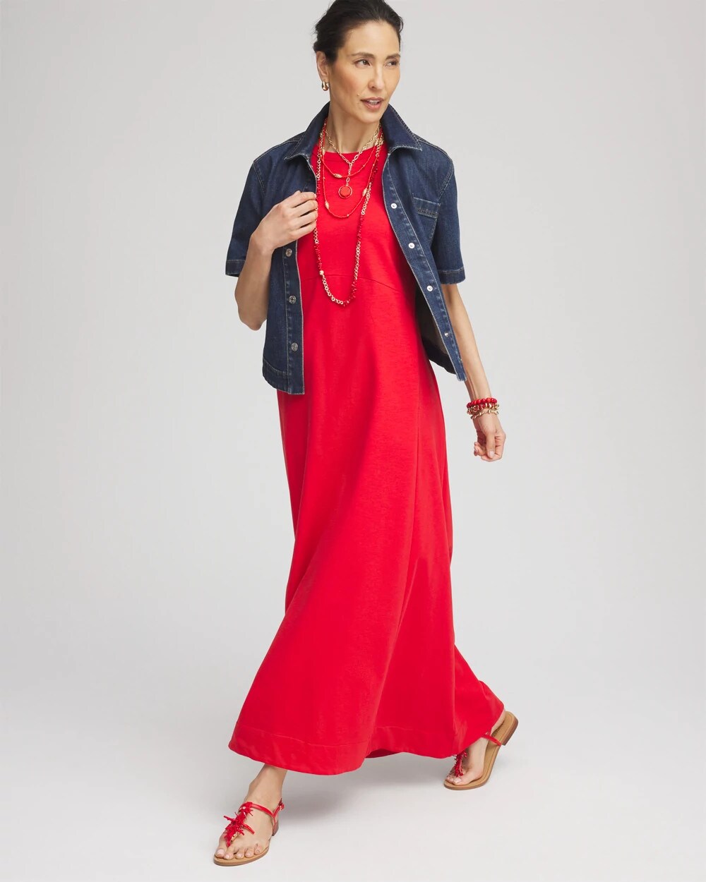 Chico's Women | Sleeveless Midi Tank Dress RED GLOW
