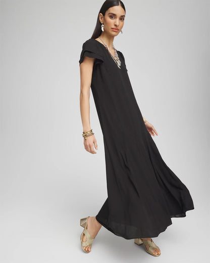Chico's Women | Crepe V-Neck Maxi Dress BLACK