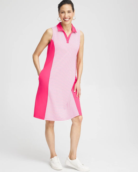 Chico's Women | Zenergy® UPF Knit Block Stripe Dress PINK BROMELIAD