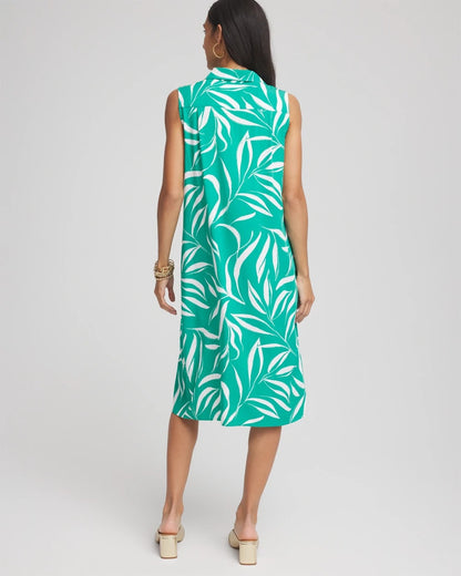 Chico's Women | Rayon Silk Sleeveless Shirtdress EDEN GREEN