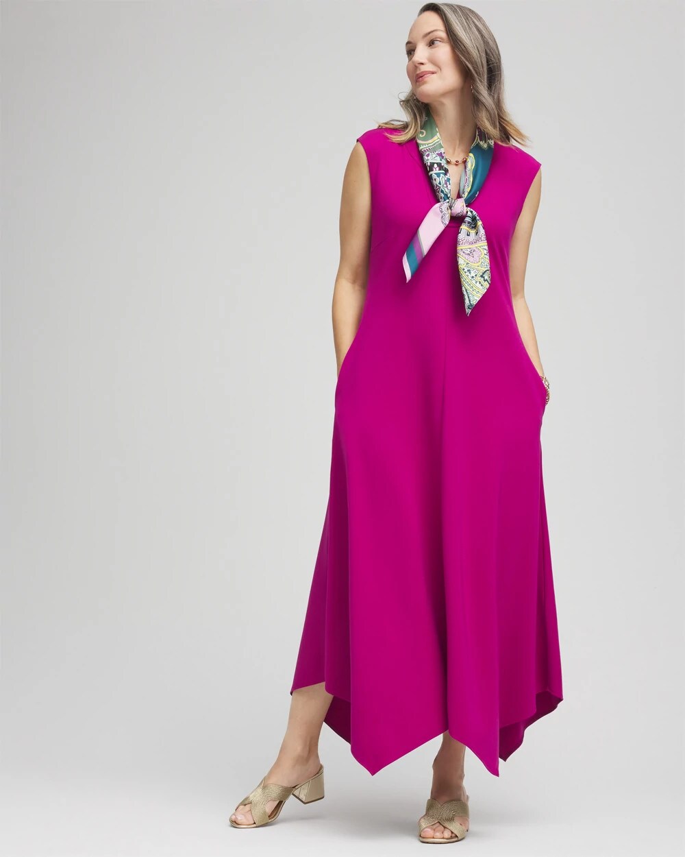 Chico's Women | Trapunto Placket Midi Dress PURPLE CLOVER