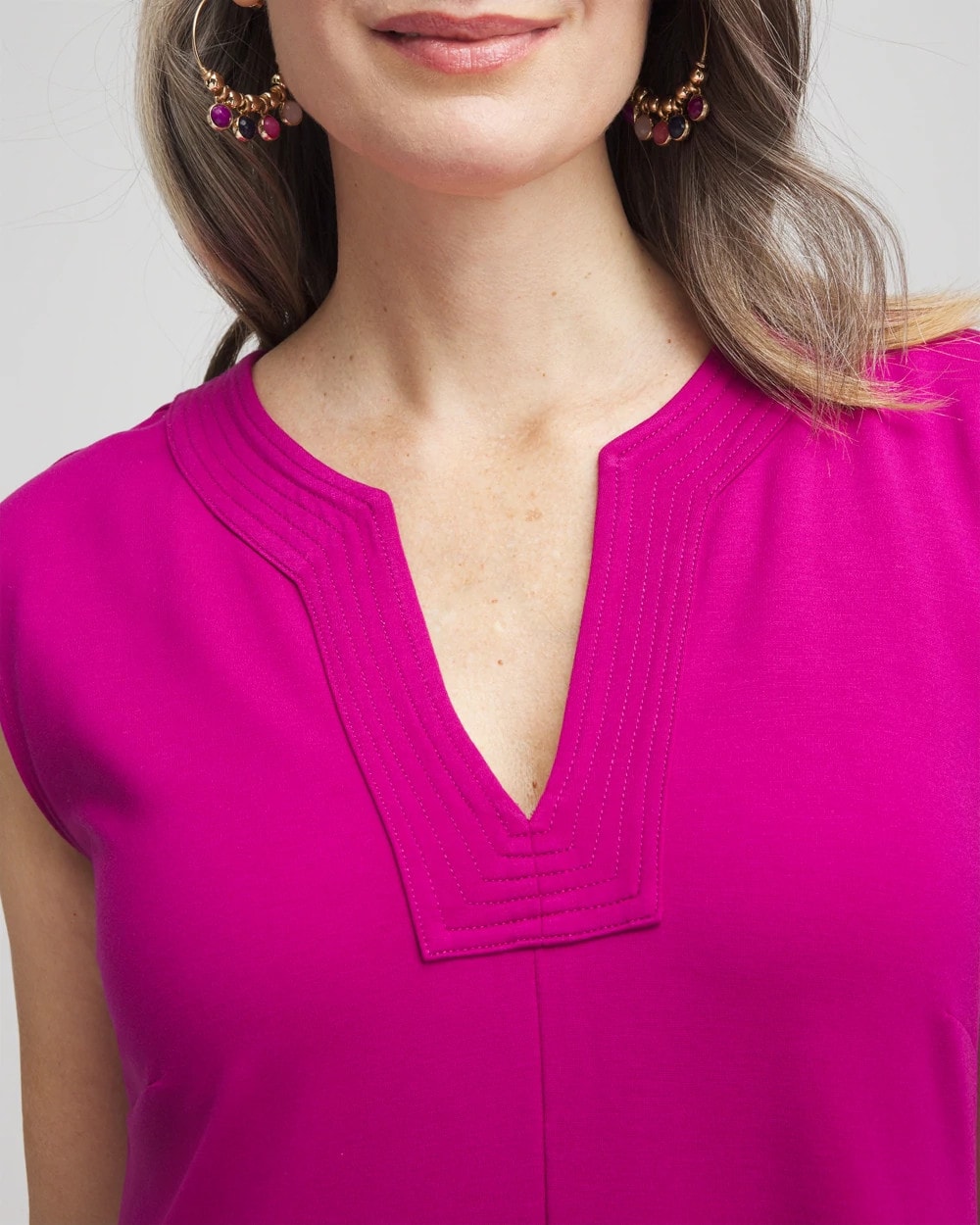 Chico's Women | Trapunto Placket Midi Dress PURPLE CLOVER