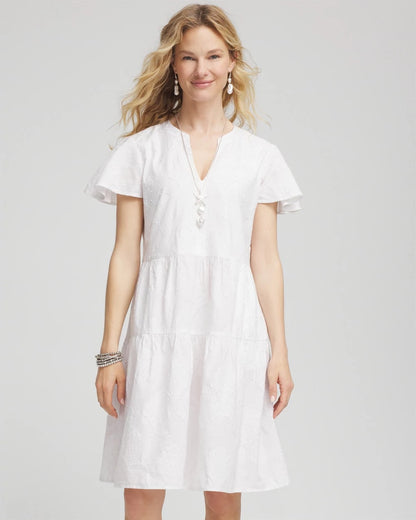Chico's Women | Embroidered Popover Dress ALABASTER