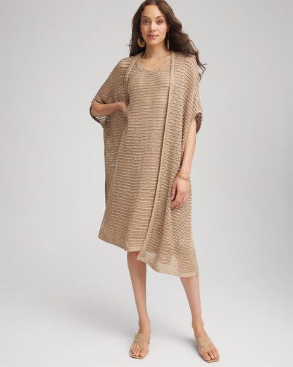Chico's Women | Crochet-Knit Sequins Tank Dress CAFE AROMA