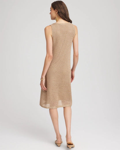 Chico's Women | Crochet-Knit Sequins Tank Dress CAFE AROMA