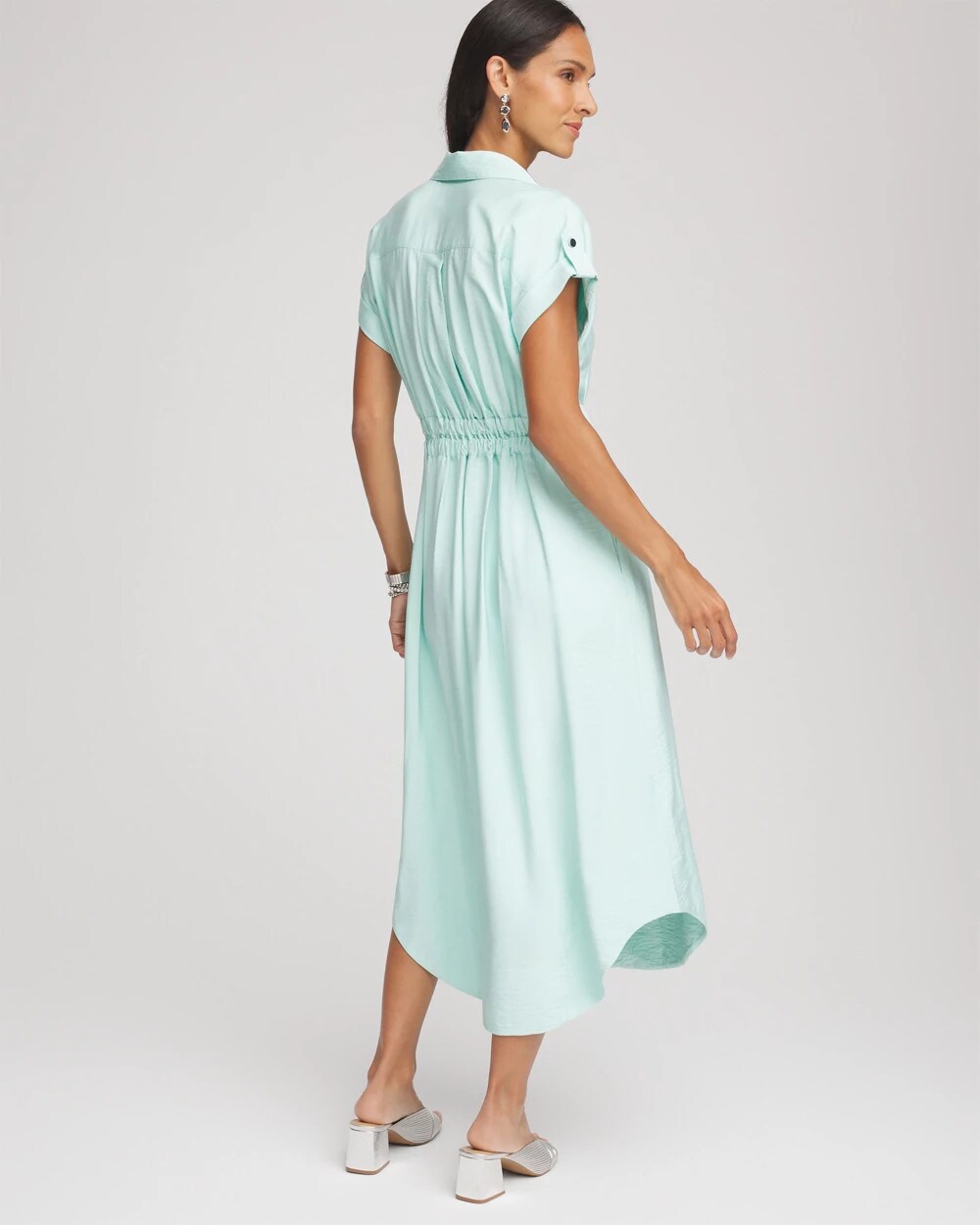 Chico's Women | Hammered Rayon Midi Shirtdress TEAL WATERS