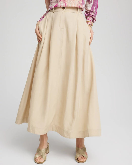 Chico's Women | Pleated A-Line Midi Skirt WILD TRUFFLE