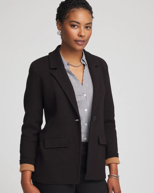 Chico's Women | Single-Breasted Sweater Blazer BLACK