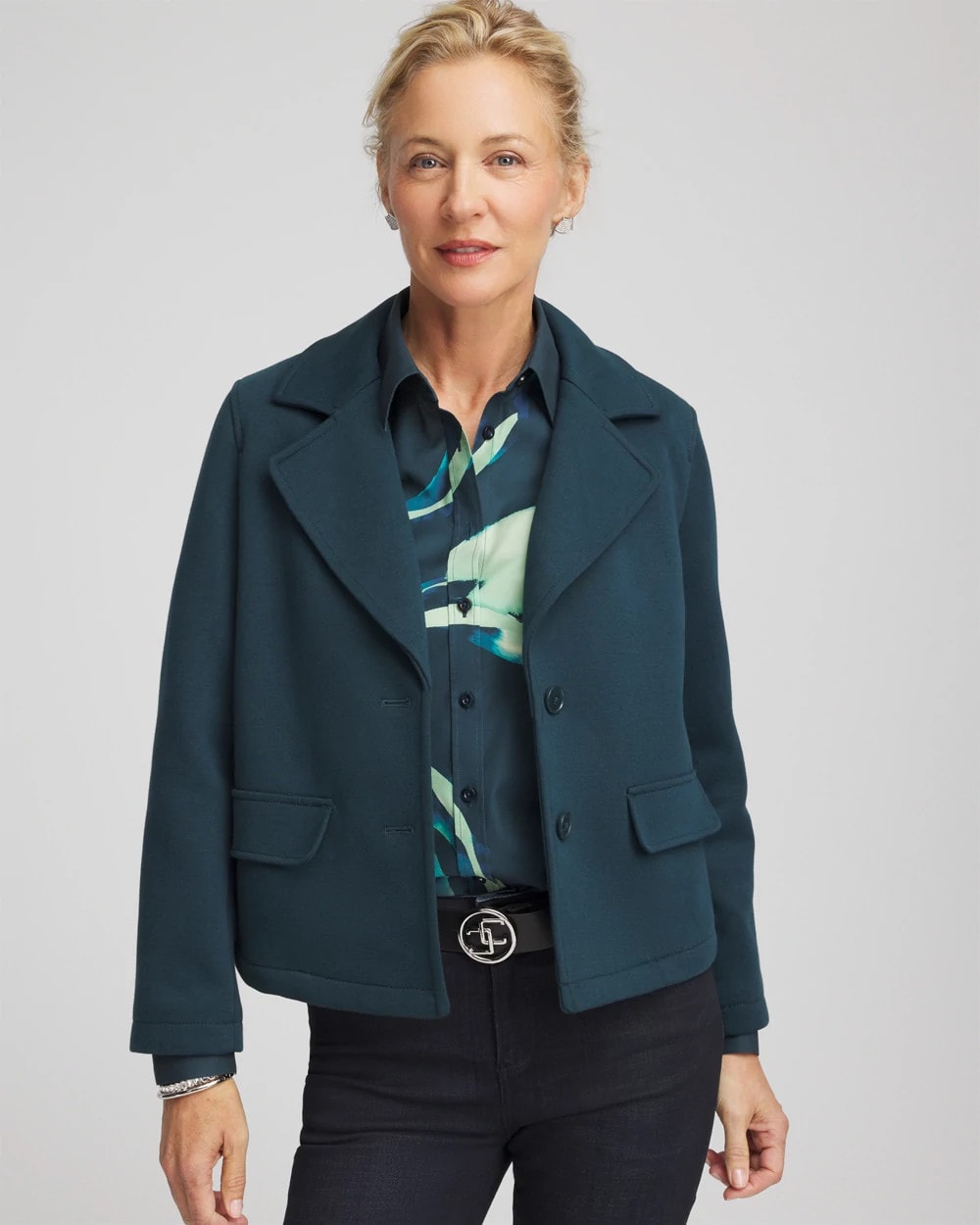 Chico's Women | Plush Knit Blazer TEAL SHADOW