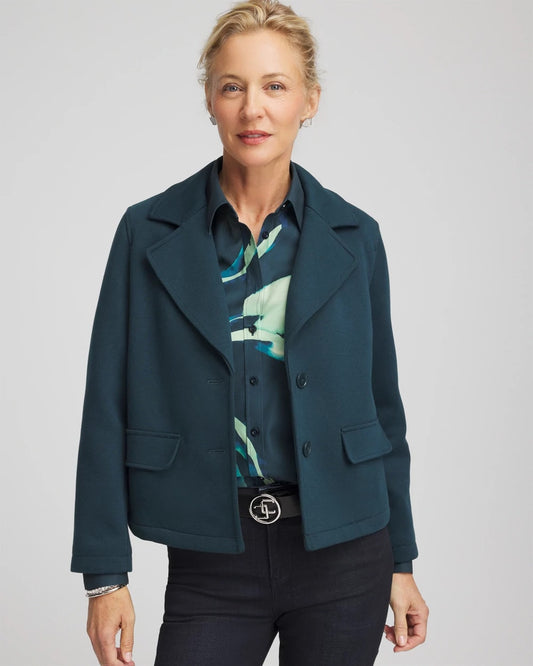 Chico's Women | Plush Knit Blazer TEAL SHADOW