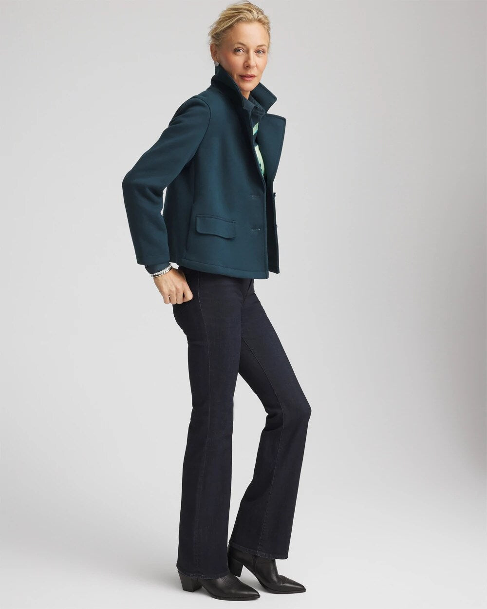 Chico's Women | Plush Knit Blazer TEAL SHADOW