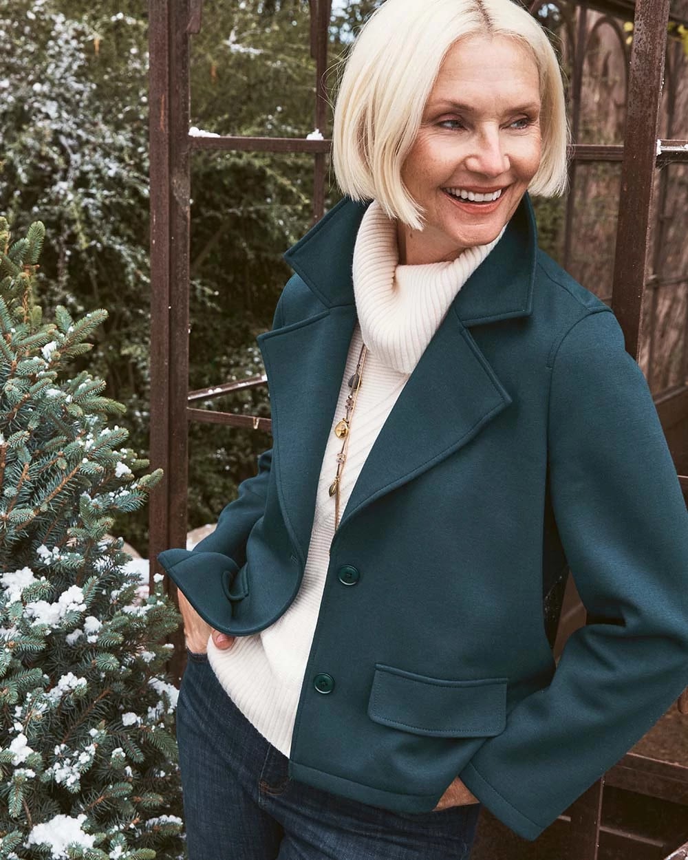 Chico's Women | Plush Knit Blazer TEAL SHADOW