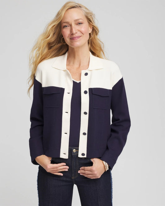 Chico's Women | Colorblock Cardigan Jacket PASSPORT BLUE