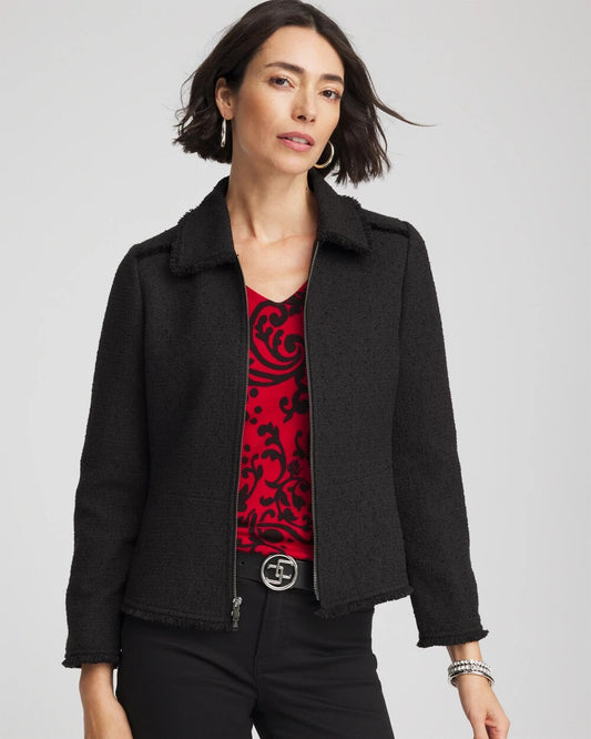 Chico's Women | Bouclé Peplum Jacket BLACK