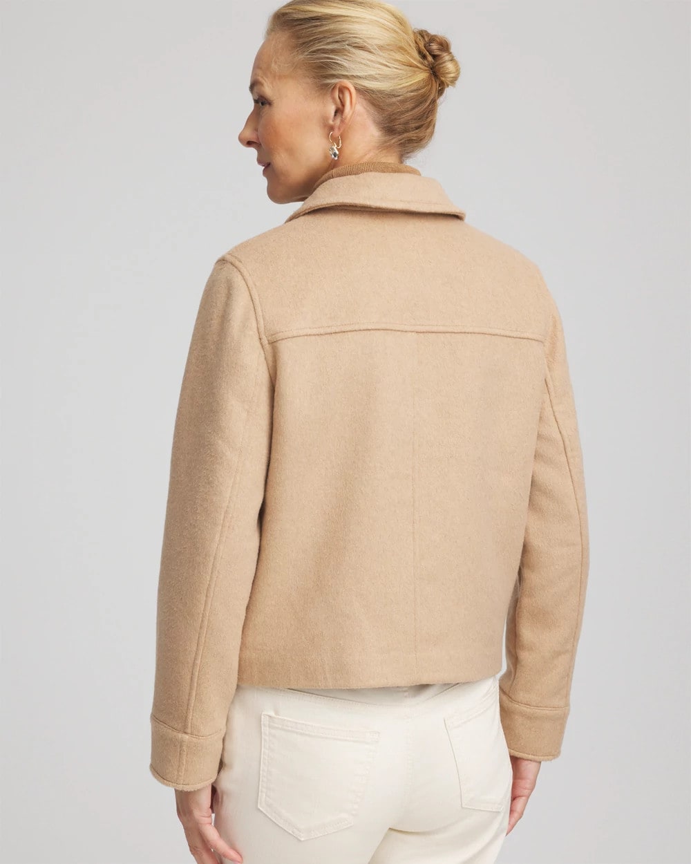 Chico's Women | Embroidered Wool Chore Jacket LIGHT TAUPE HEATHER