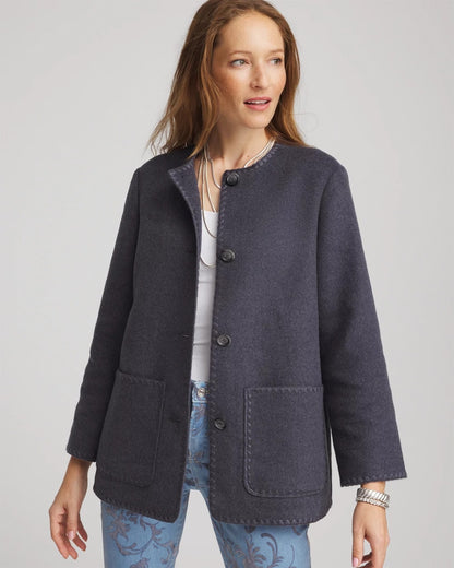 Chico's Women | Wool Scarf Jacket DARK DENIM HEATHER