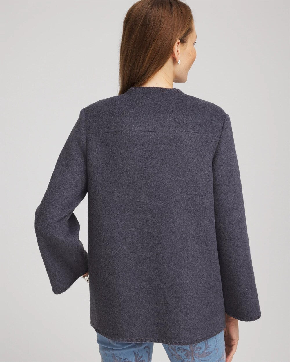 Chico's Women | Wool Scarf Jacket DARK DENIM HEATHER
