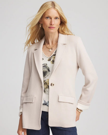 Chico's Women | Single-Breasted Sweater Blazer SMOKEY TAUPE
