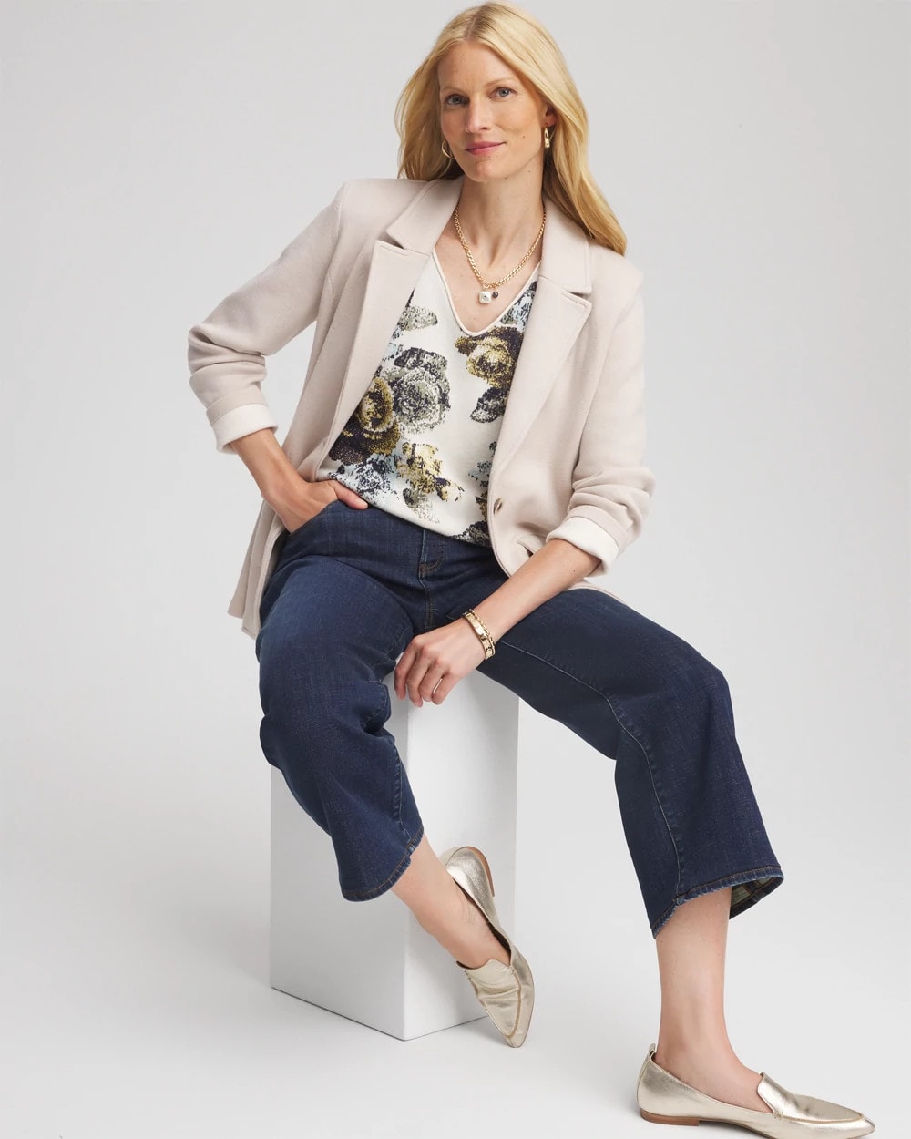 Chico's Women | Single-Breasted Sweater Blazer SMOKEY TAUPE