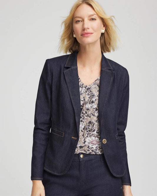 Chico's Women | Denim Peplum Blazer CEDAR RINSE