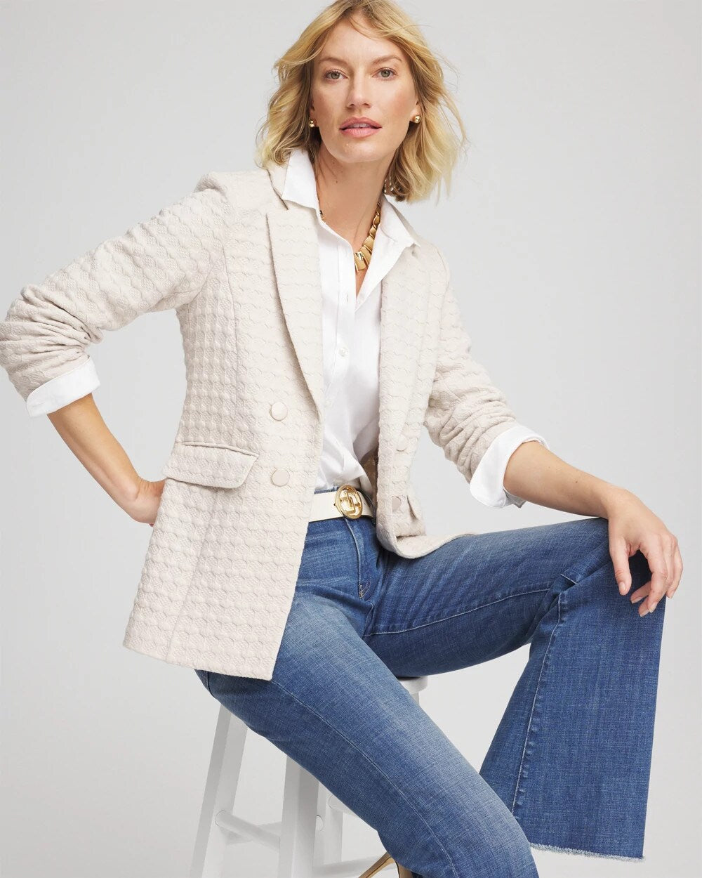 Chico's Women | Textured Knit Blazer SMOKEY TAUPE