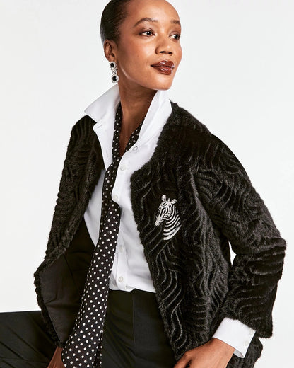 Chico's Women | Pattern Fur Jacket BLACK