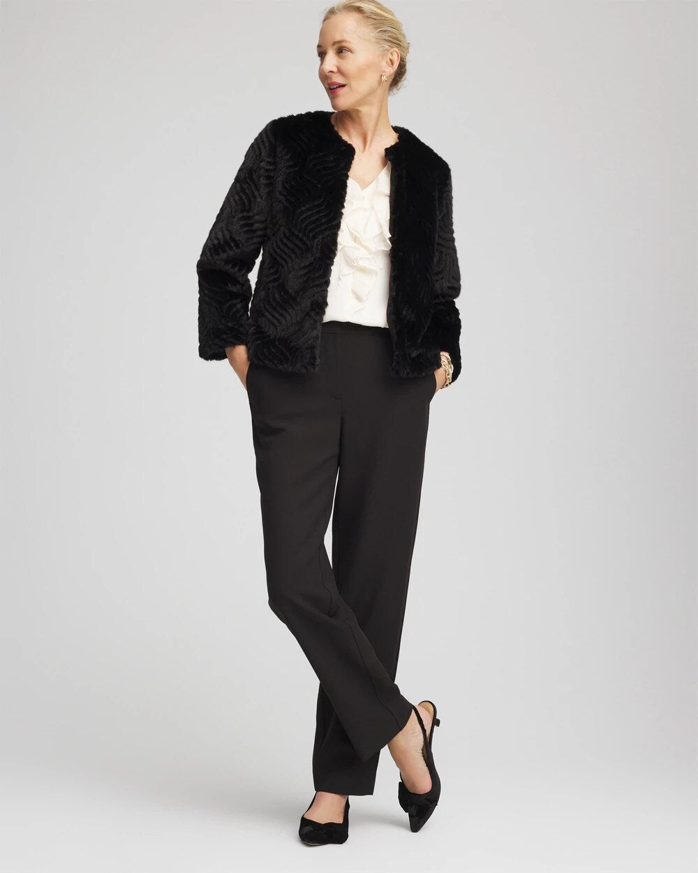 Chico's Women | Pattern Fur Jacket BLACK