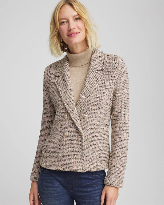 Chico's Women | Double Breasted Tweed Blazer SMOKEY TAUPE