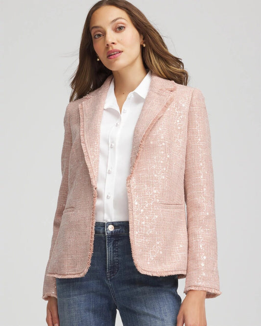 Chico's Women | Party Tweed Sequins Blazer PINK