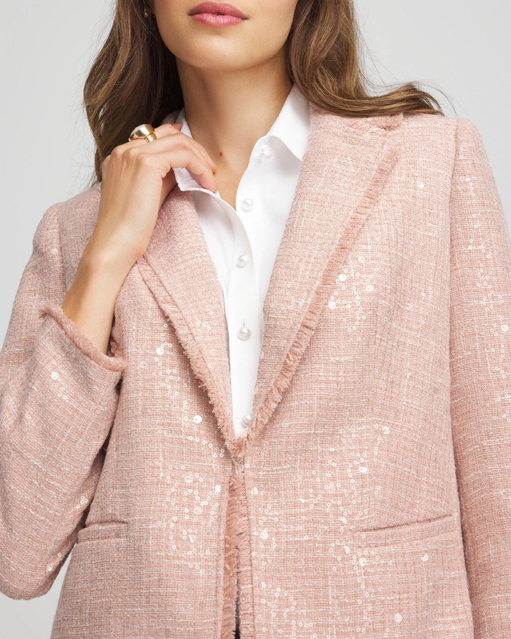 Chico's Women | Party Tweed Sequins Blazer PINK