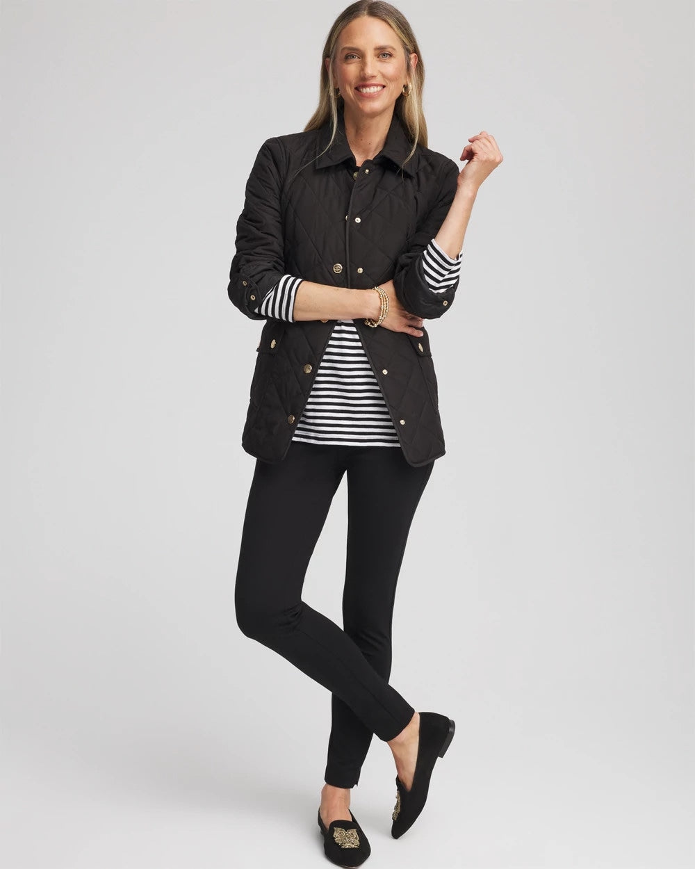Chico's Women | Quilted Barn Jacket BLACK
