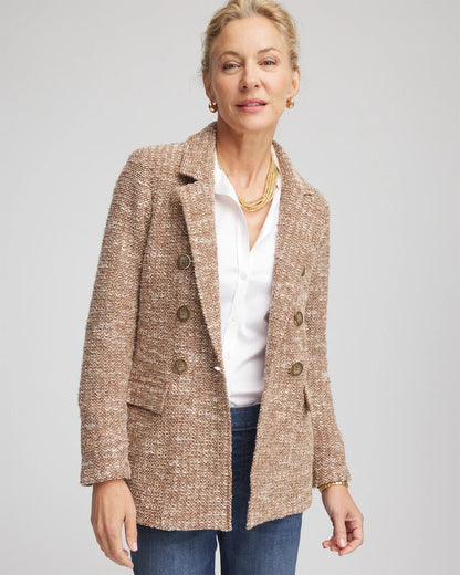 Chico's Women | Tweed Double-Breasted Blazer CAFE AROMA