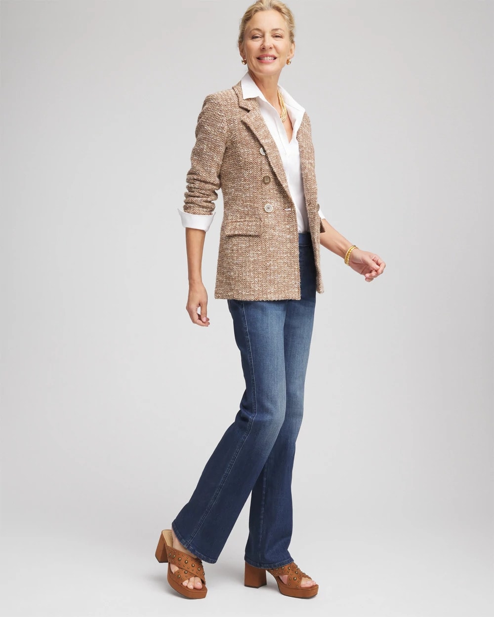 Chico's Women | Tweed Double-Breasted Blazer CAFE AROMA