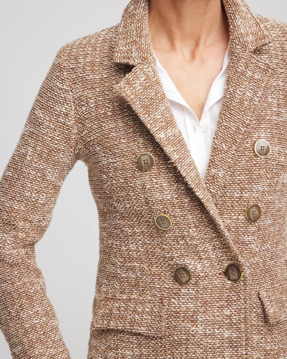 Chico's Women | Tweed Double-Breasted Blazer CAFE AROMA