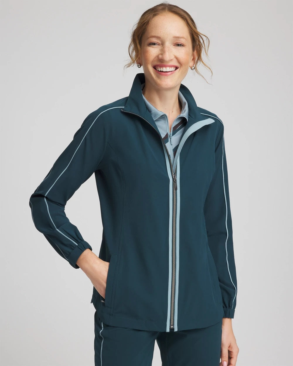 Chico's Women | Zenergy® UPF Contrast Jacket TEAL SHADOW