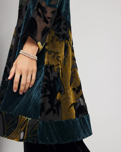 Chico's Women | Travelers™ Collection Floral Burnout Kimono Jacket TEAL SHADOW