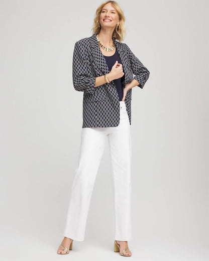 Chico's Women | Printed Soft Crepe Blazer PASSPORT BLUE