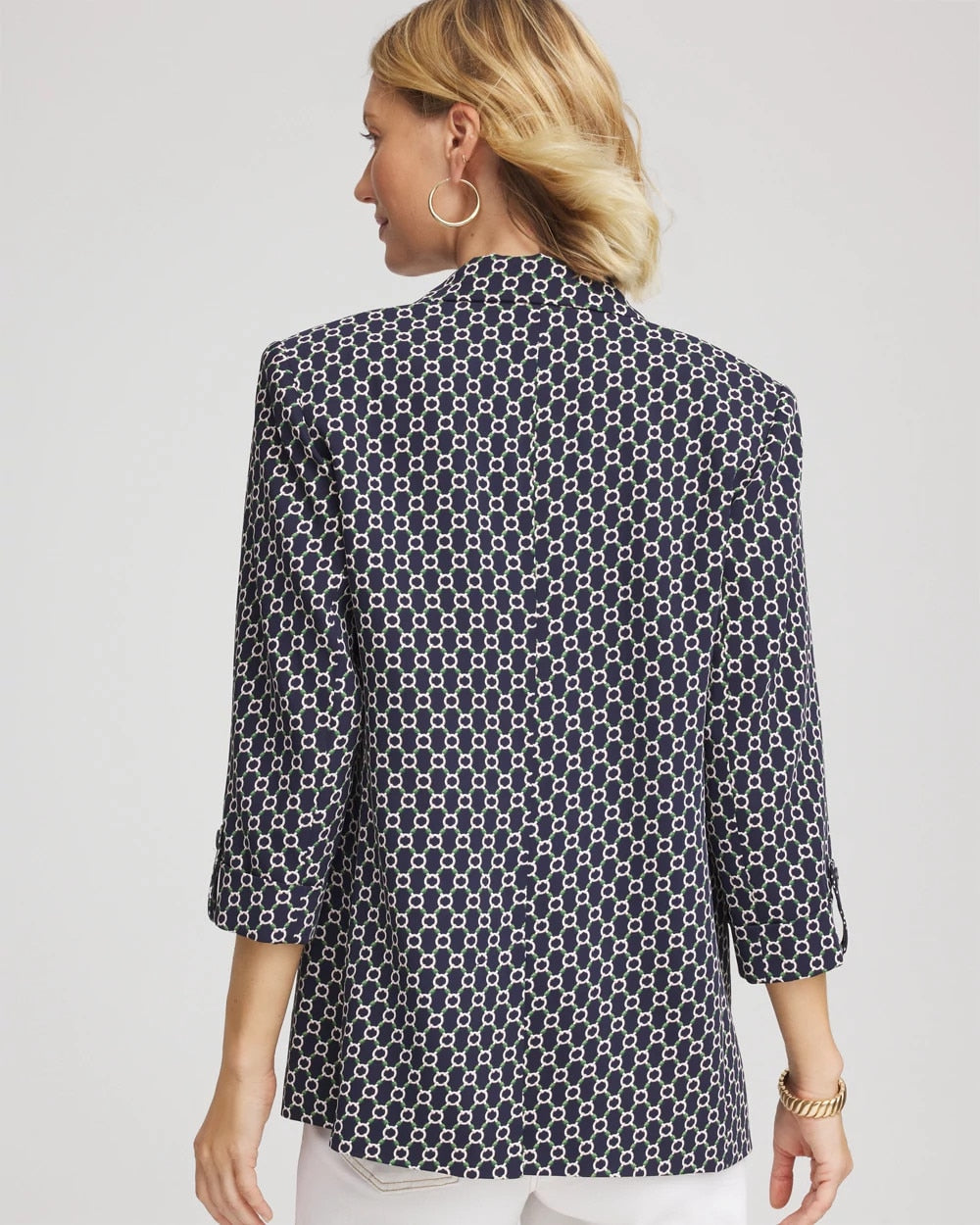 Chico's Women | Printed Soft Crepe Blazer PASSPORT BLUE