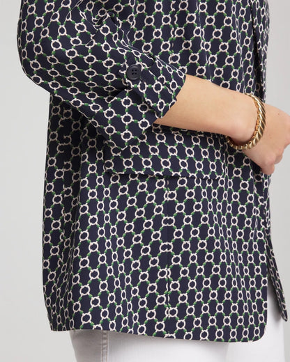 Chico's Women | Printed Soft Crepe Blazer PASSPORT BLUE