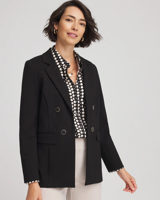 Chico's Women | Ponte Double-Breasted Knit Blazer BLACK