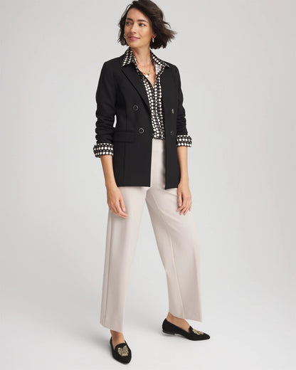 Chico's Women | Ponte Double-Breasted Knit Blazer BLACK