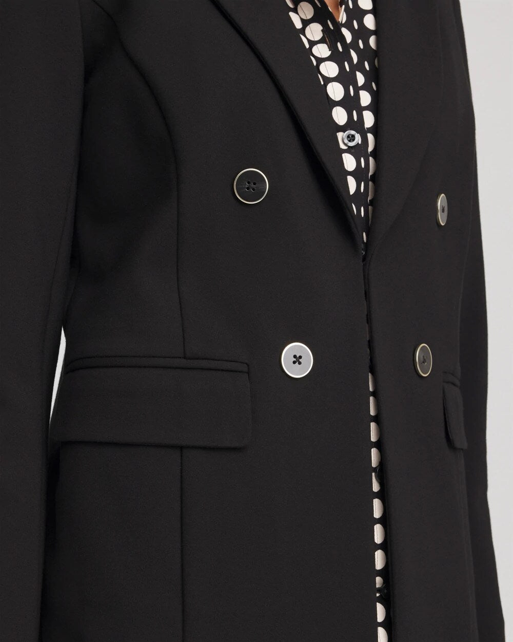 Chico's Women | Ponte Double-Breasted Knit Blazer BLACK