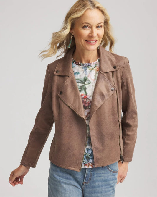 Chico's Women | Suede Moto Jacket DRIED MUSHROOM